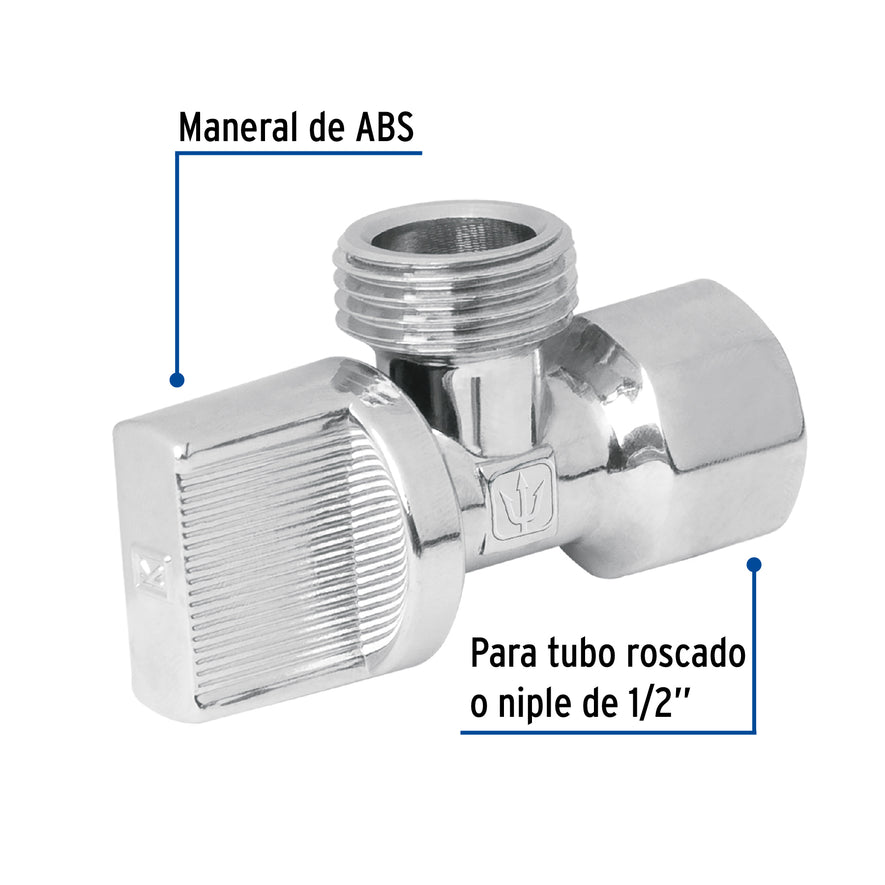 Llave angular de 1/2', 1/4 de vuelta, blíster, FOSET Caja con 6, 46299