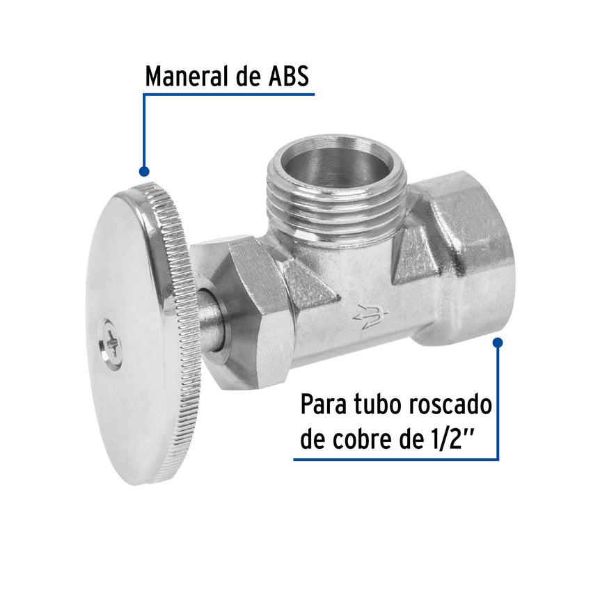 Llave angular de 1/2', de compresión, FOSET Caja con 12, 49112