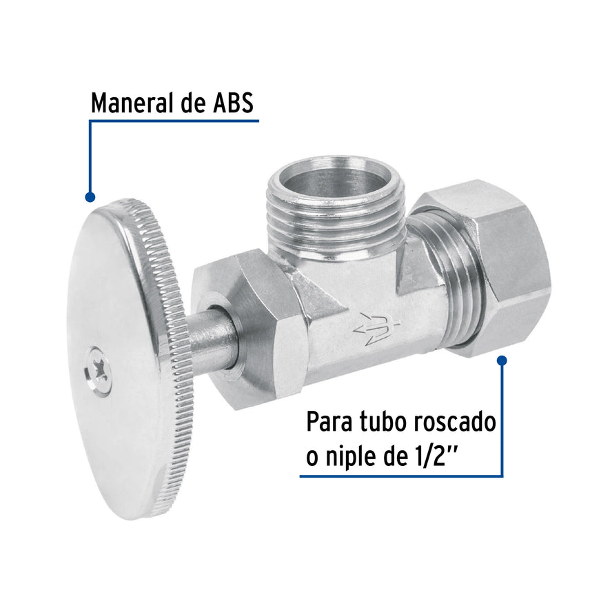Llave angular de 1/2', de compresión, barrilito, FOSET Caja con 6, 49109