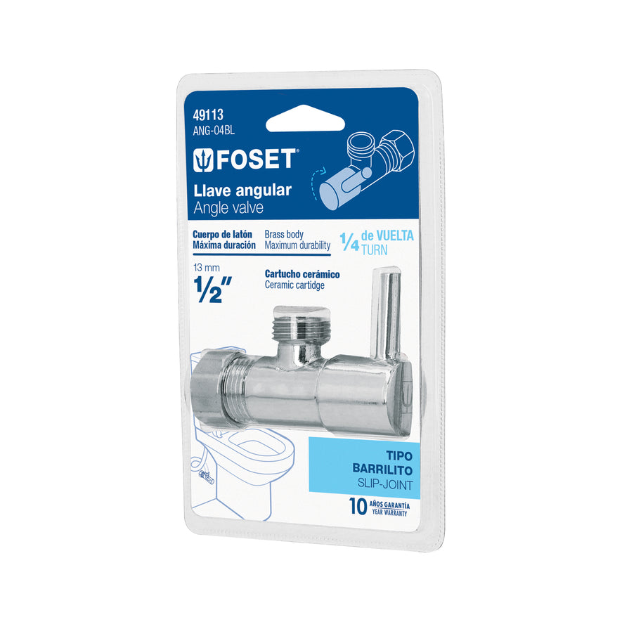 Llave angular, 1/4 vuelta, tipo barrilito, maneral palanca Caja con 4, 49113