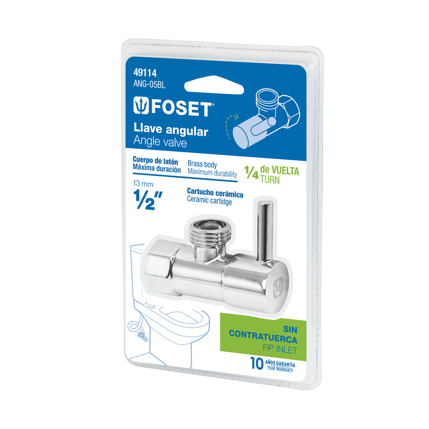 Llave angular, 1/4 vuelta, sin contratuerca, maneral palanca Caja con 4, 49114