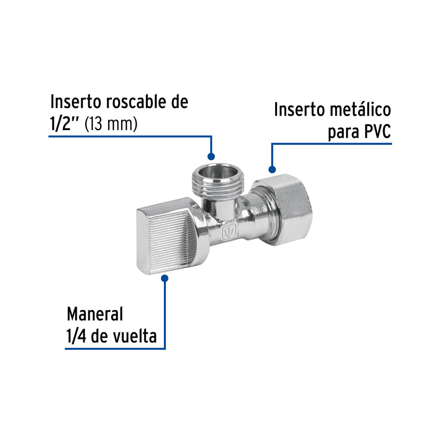 Llave angular de 1/2' para CPVC, barrilito, FOSET Caja con 6, 49108