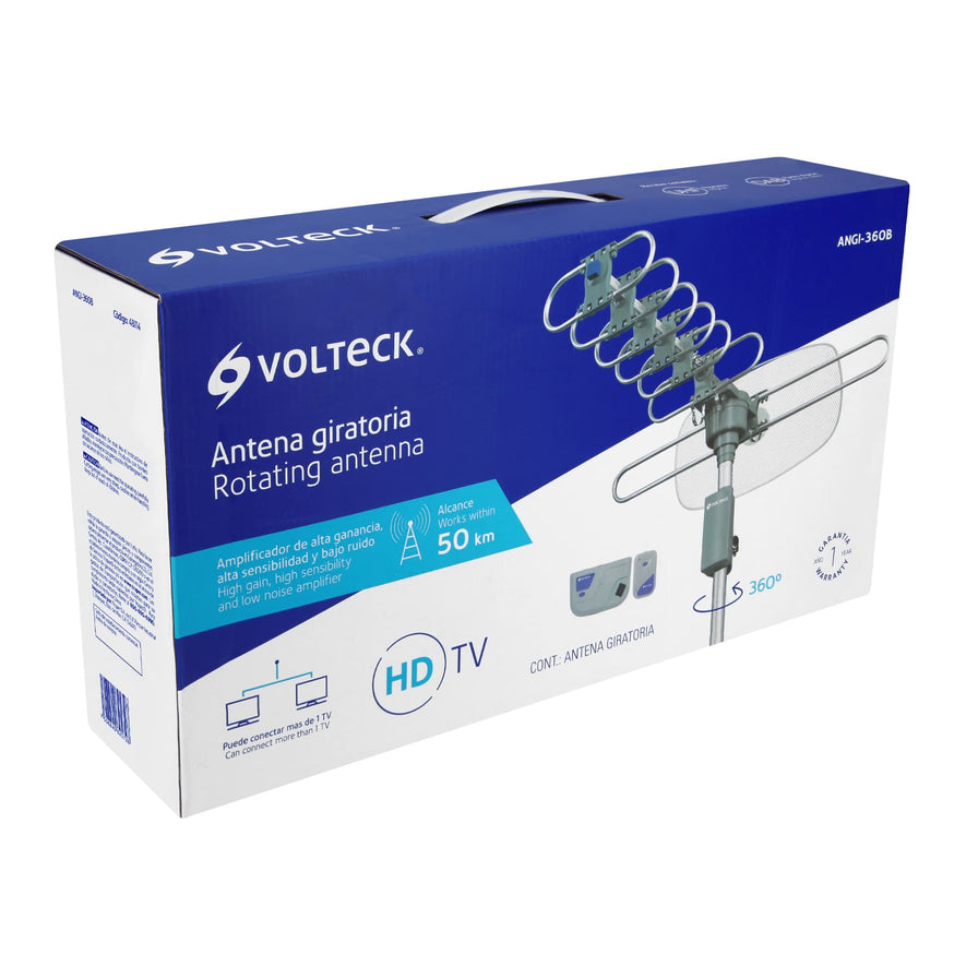 Antena aérea para TV HD, giratoria 360° con control y cable Caja con 2, 48114