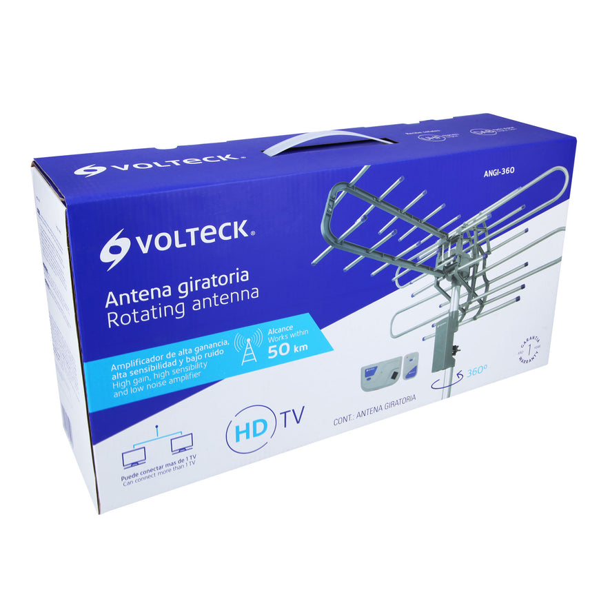 Antena aérea para TV HD, giratoria 360° con control, Volteck Caja con 2, 48115