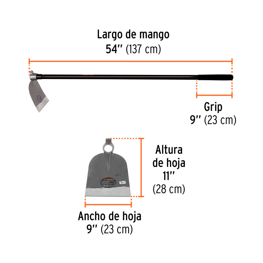 Azadón oreja y martillo No. 2 de 2.8 lb, con mango de 54' Caja con 4, 19983
