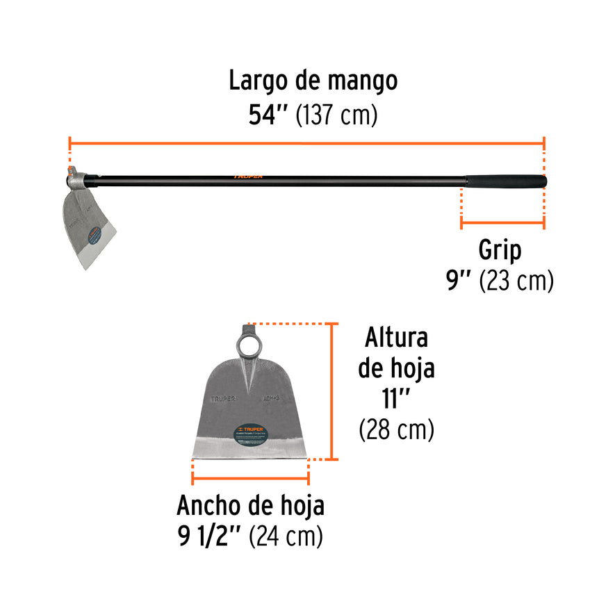 Azadón oreja y martillo No. 3 de 3.3 lb, con mango de 54' Caja con 4, 19984