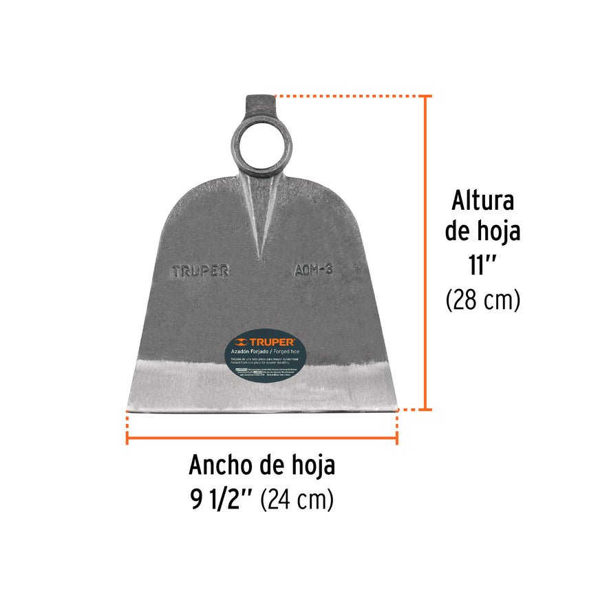 Azadón oreja y martillo No. 3 de 3.3 lb, sin mango, TRUPER Caja con 6, 19981