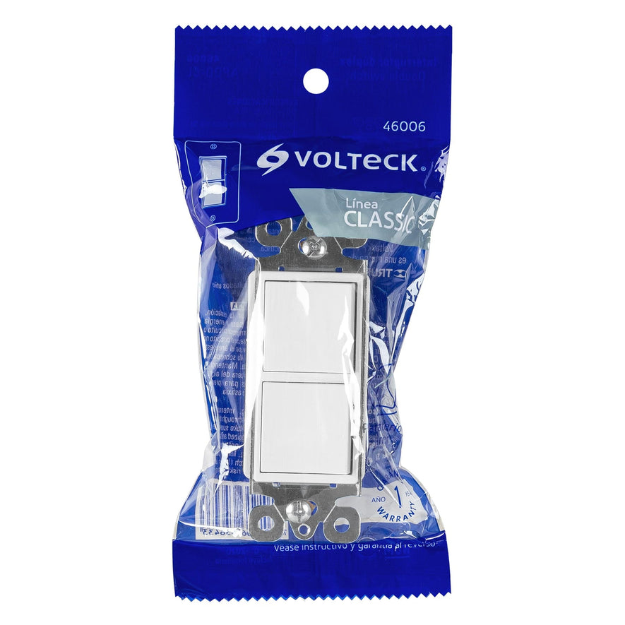 Interruptor dúplex, línea Classic, Volteck Caja con 5, 46006