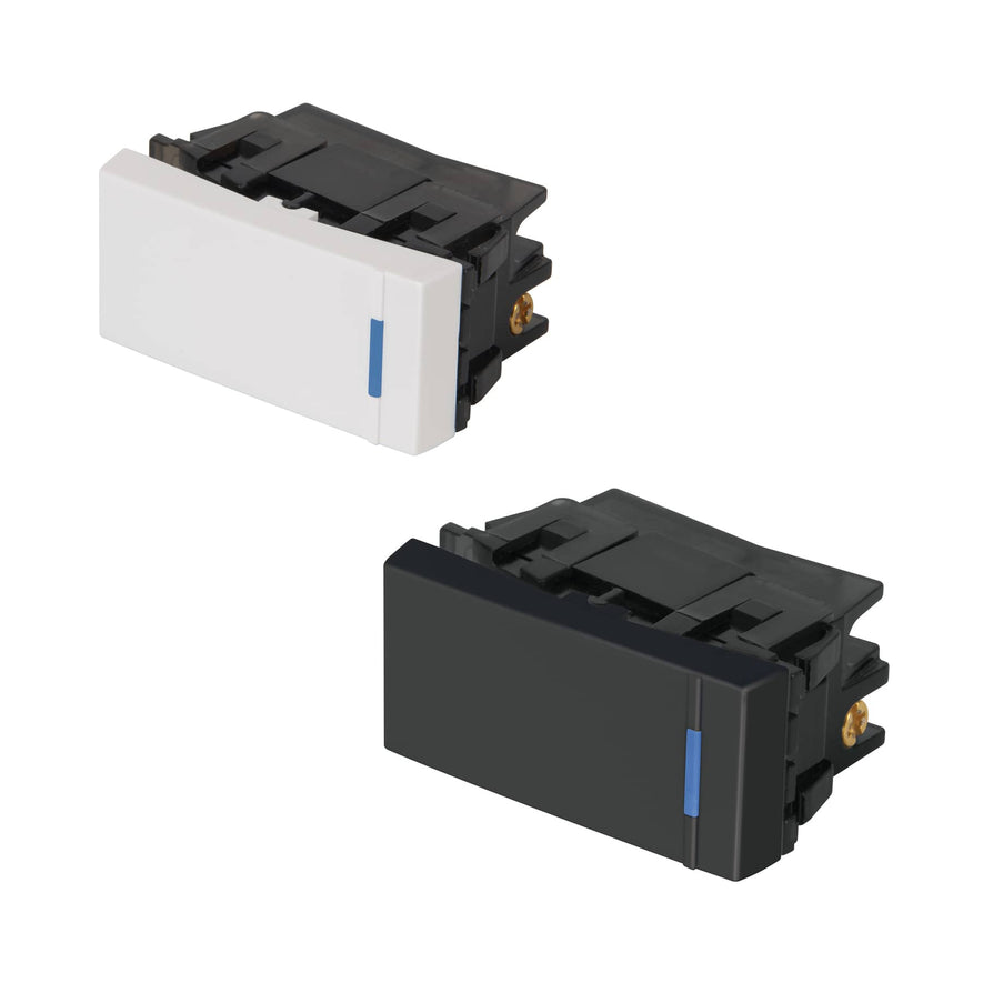 Interruptor sencillo 1 módulo, línea Española, color negro Caja con 12, 47985