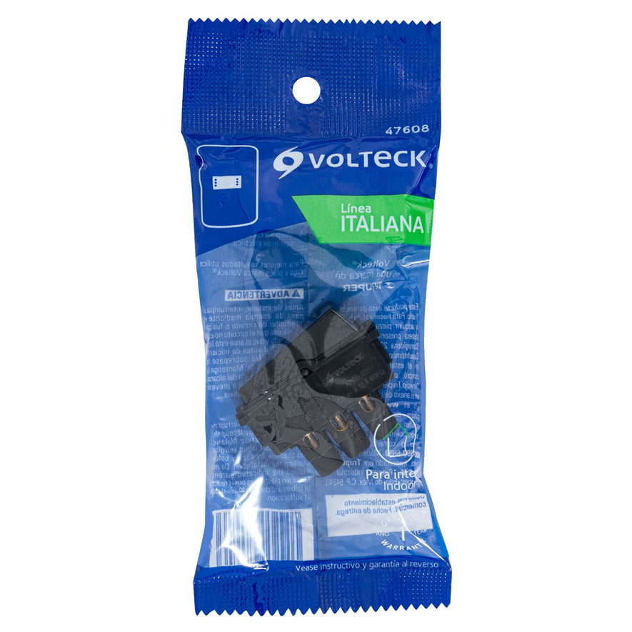 Interruptor de 3 vías, línea Italiana, color negro, Volteck Caja con 12, 47608