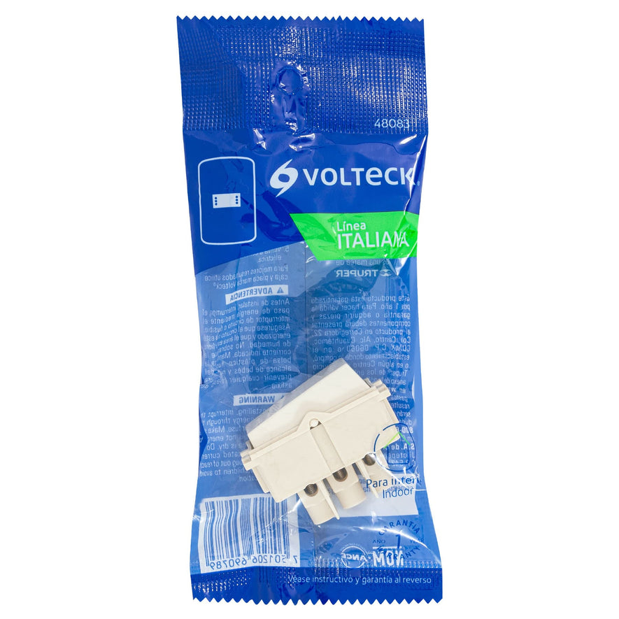 Interruptor de 3 vías, línea Italiana, color marfil, Volteck Caja con 12, 48083