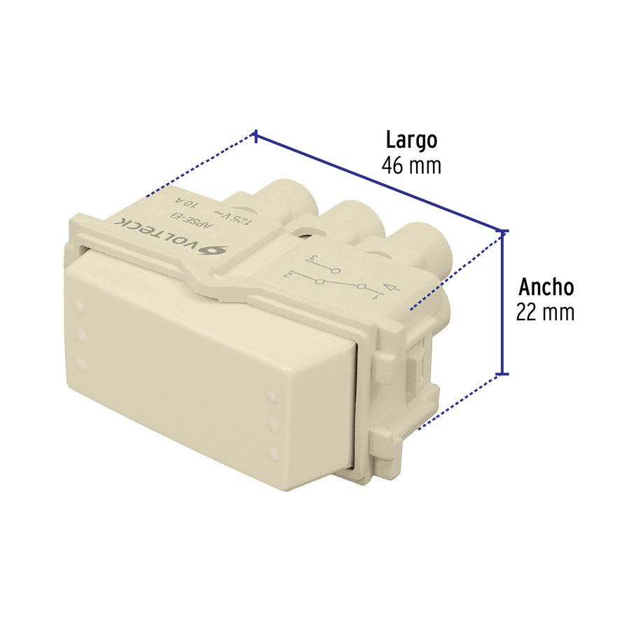 Interruptor de 3 vías, línea Italiana, color marfil, Volteck Caja con 12, 48083