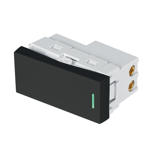 Interruptor de 3 vías negro de 1 módulo, línea Lisboa Caja con 12, 47876