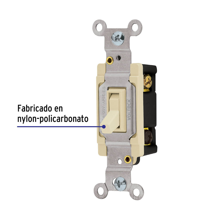 Interruptor vertical de palanca, 3 vías, Standard, marfil Caja con 10, 46003