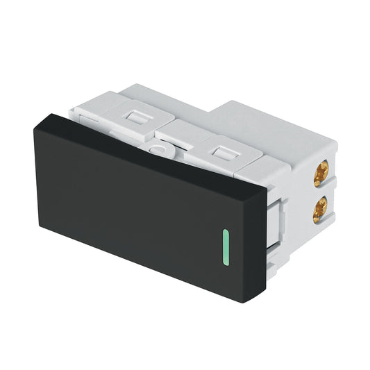 Interruptor sencillo negro de 1 módulo, línea Lisboa Caja con 12, 47873