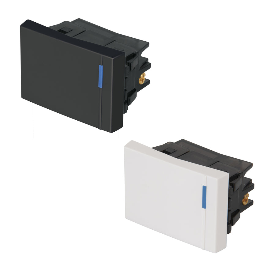 Interruptor sencillo 1.5 módulos, línea Española,color negro Caja con 12, 47986