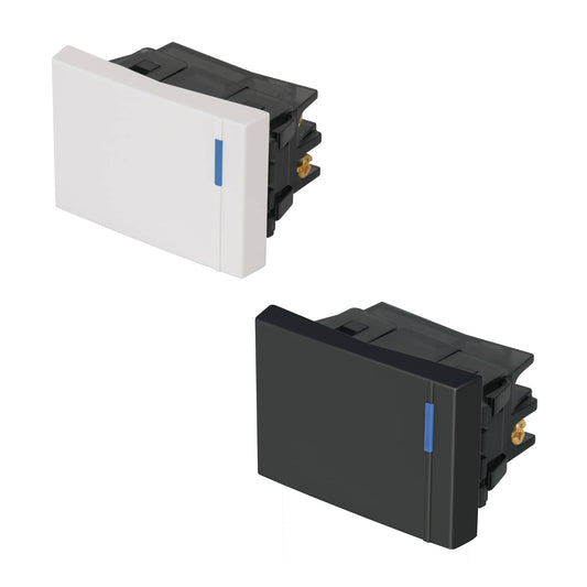 Interruptor de 3 vías, 1.5 módulos, línea Española, negro Caja con 12, 47989