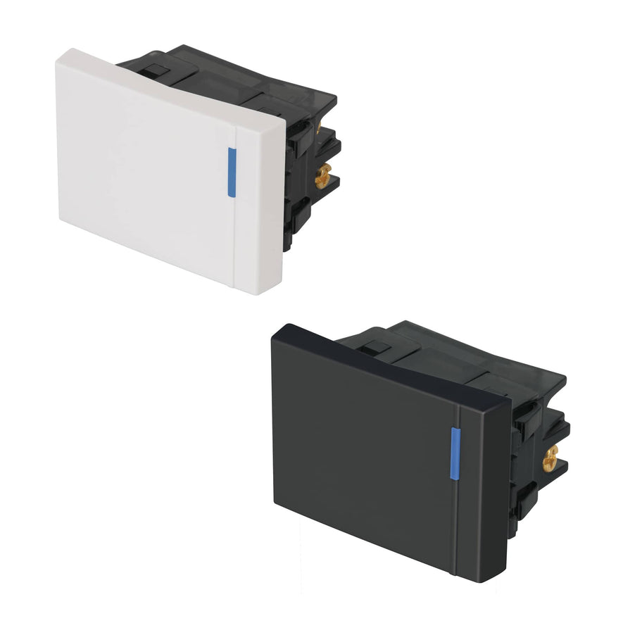 Interruptor de 3 vías, 1.5 módulos, línea Española, negro Caja con 12, 47989