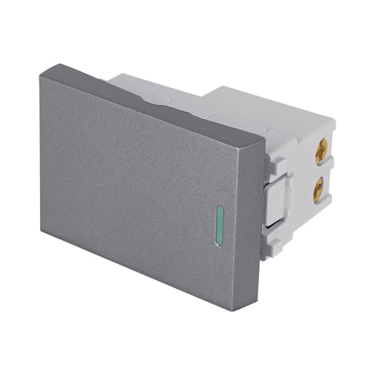 Interruptor 3 vías acero inox de 1.5 módulos, línea Lisboa Caja con 12, 47824