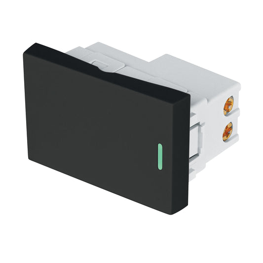 Interruptor sencillo negro de 1.5 módulos, línea Lisboa Caja con 12, 47874