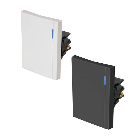 Interruptor sencillo 3 módulos, línea Española, color negro Caja con 12, 47987
