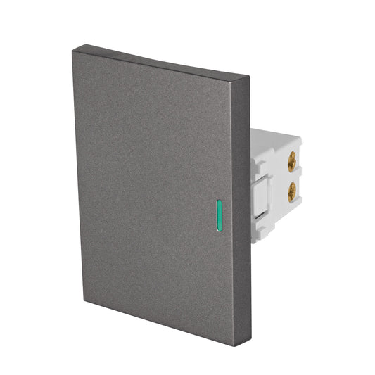 Interruptor sencillo acero inox de 3 módulos, línea Lisboa Caja con 12, 47822