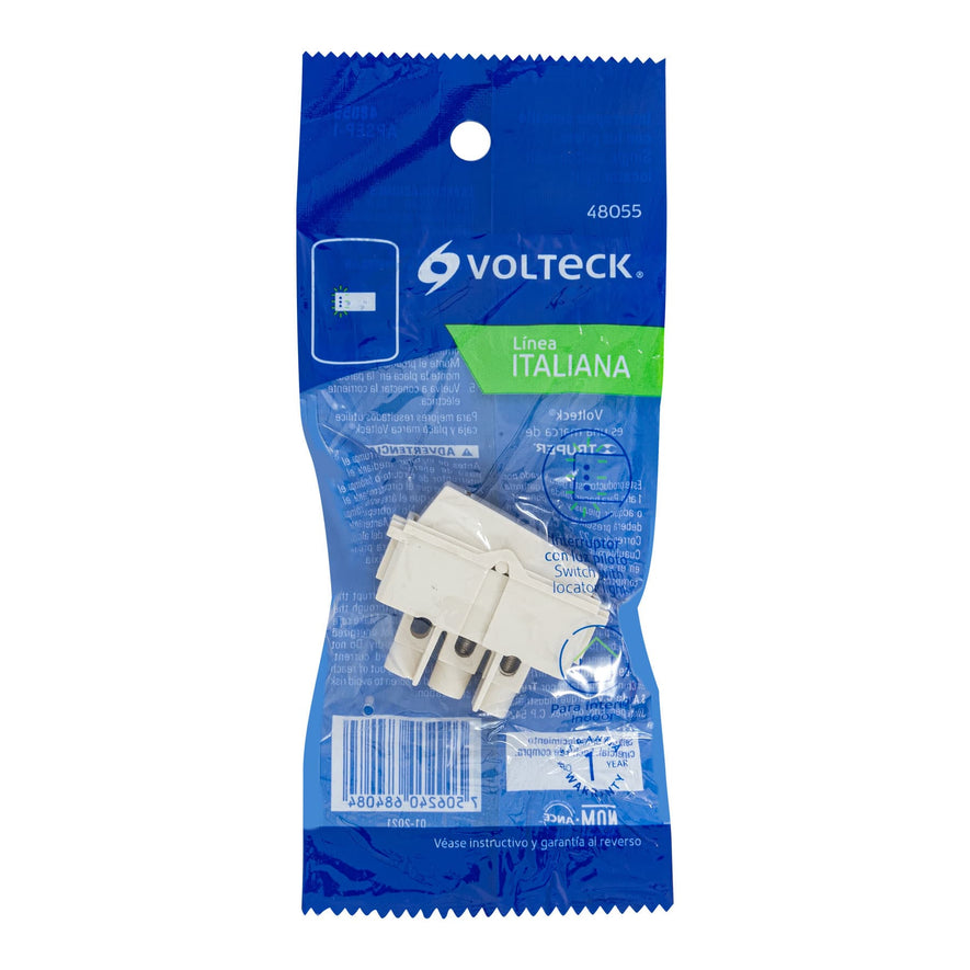 Interruptor sencillo con luz piloto, línea Italiana, marfil Caja con 12, 48055