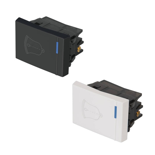 Interruptor para timbre, 1.5 módulos, línea Española, negro Caja con 12, 47993