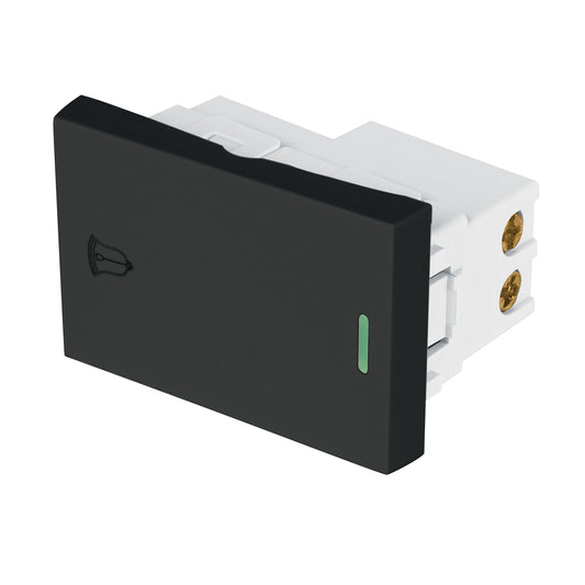 Interruptor para timbre negro de 1.5 módulos, línea Lisboa Caja con 12, 47879