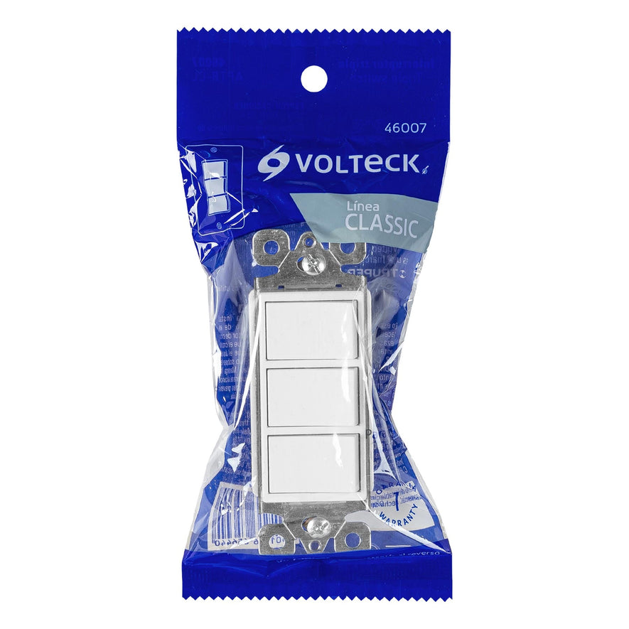 Interruptor triple, línea Classic, Volteck Caja con 5, 46007
