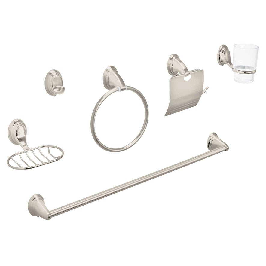Juego de 6 accesorios p/baño satín chapetón ovalado, Aqua, 49162
