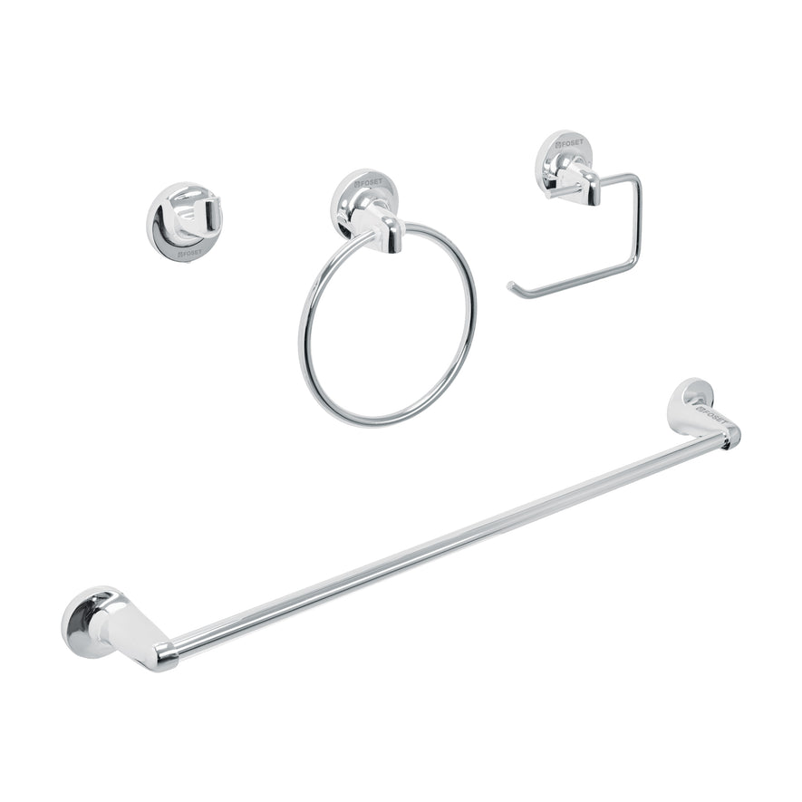 Juego de 4 accesorios para baño metálicos, Foset Aqua, 49164