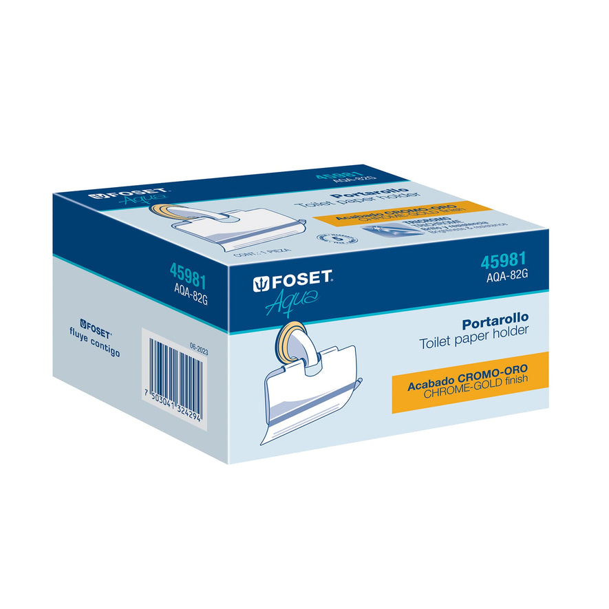 Portarrollo metálico acabado cromo-oro, Foset Aqua Caja con 6, 45981