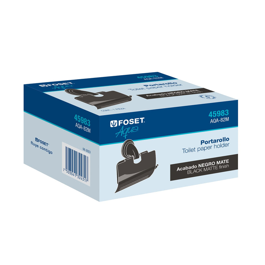 Portarrollo metálico acabado negro, Foset Aqua Caja con 6, 45983