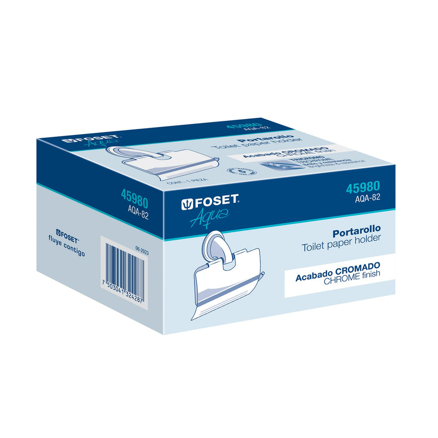 Portarrollo metálico acabado cromo, Foset Aqua Caja con 6, 45980