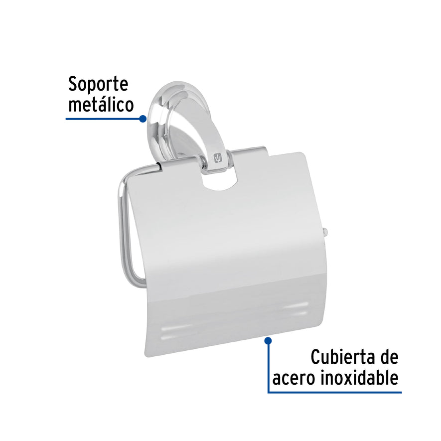 Portarrollo metálico acabado cromo, Foset Aqua Caja con 6, 45980