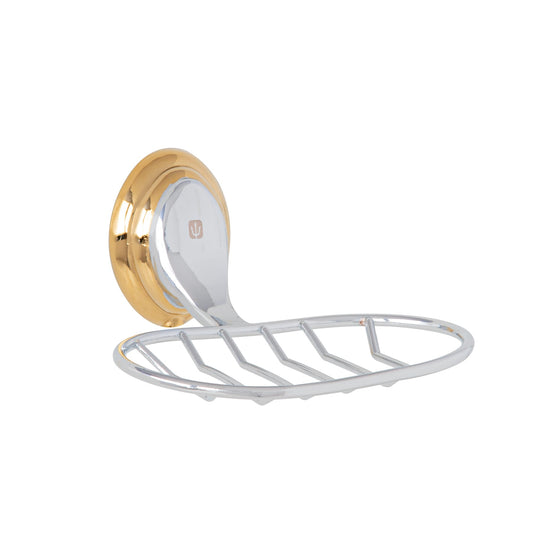 Jabonera metálica cromo-oro, Foset Aqua Caja con 6, 45989