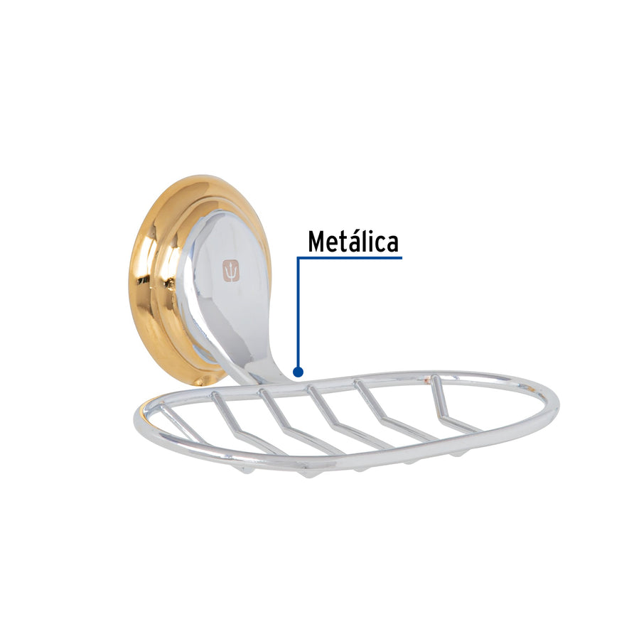 Jabonera metálica cromo-oro, Foset Aqua Caja con 6, 45989