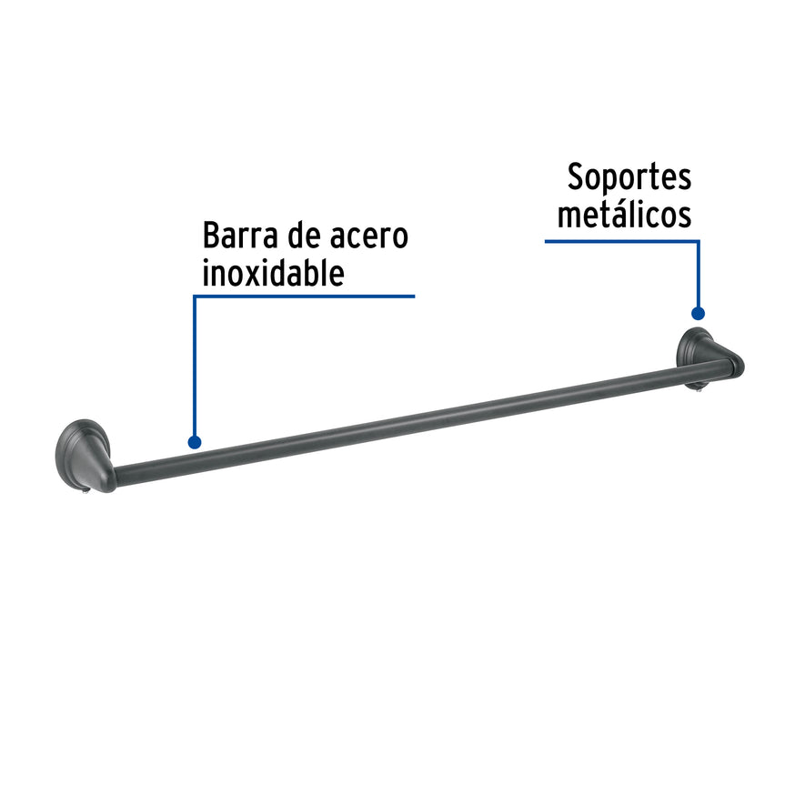 Toallero de barra metálico acabado negro, Foset Aqua Caja con 6, 45995