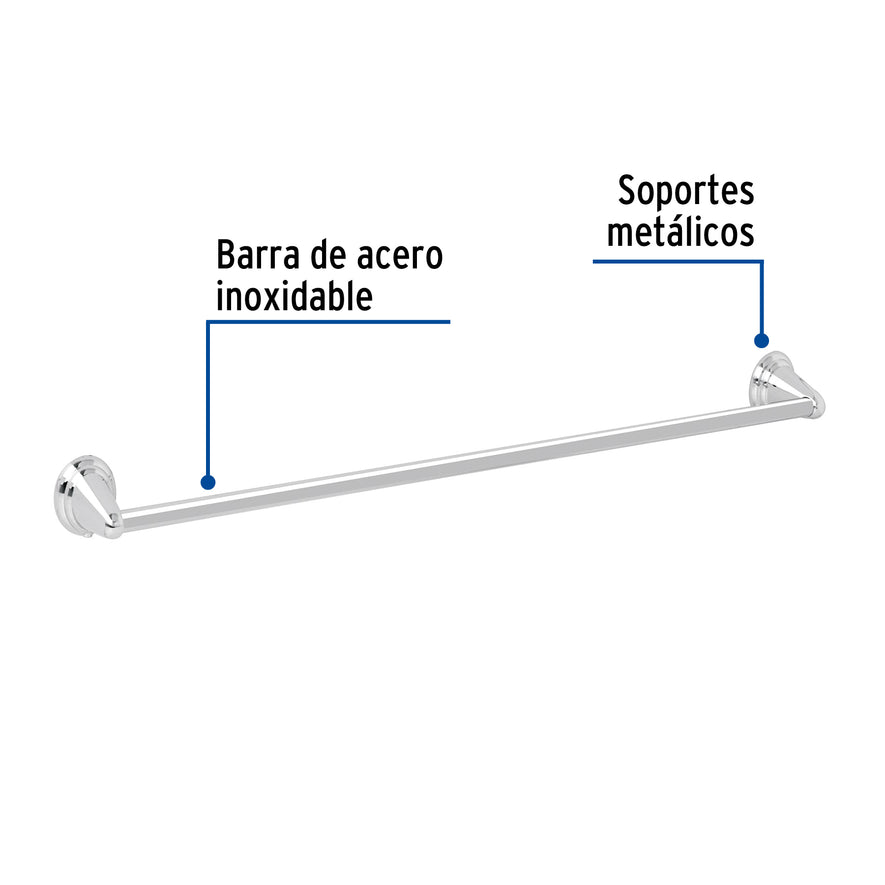 Toallero de barra metálico acabado cromo, Foset Aqua Caja con 6, 45992
