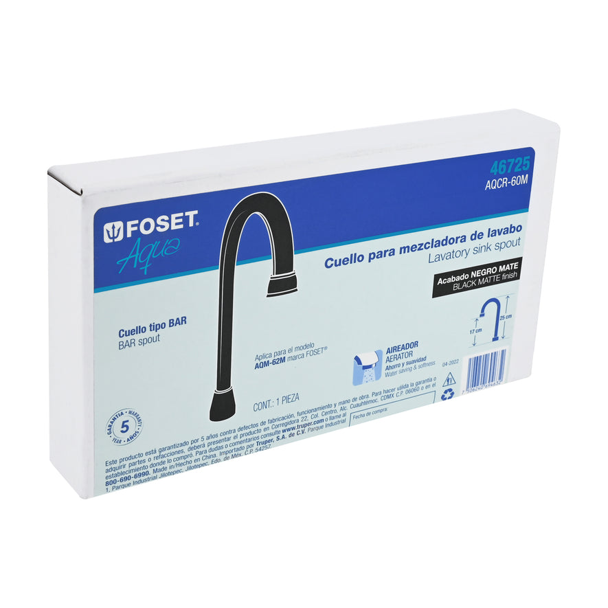 Cuello tipo bar para mezcladora de lavabo, negro mate, Aqua, 46725