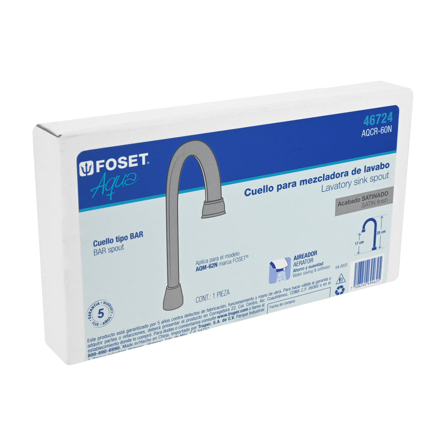 Cuello tipo bar para mezcladora de lavabo, satín, Aqua, 46724