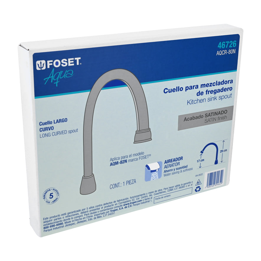 Cuello largo para mezcladora de fregadero, satín, Aqua, 46726