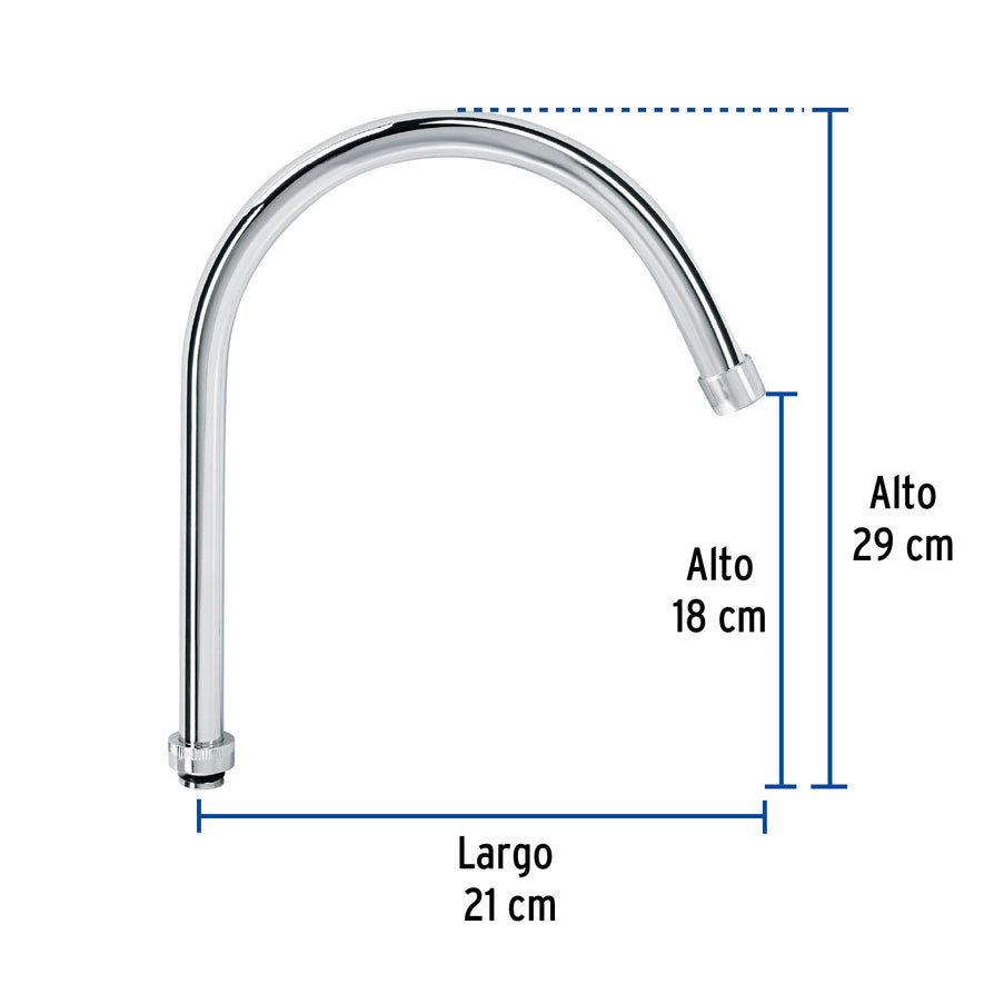 Cuello curvo para mezcladora de fregadero, cromo, Aqua, 46729
