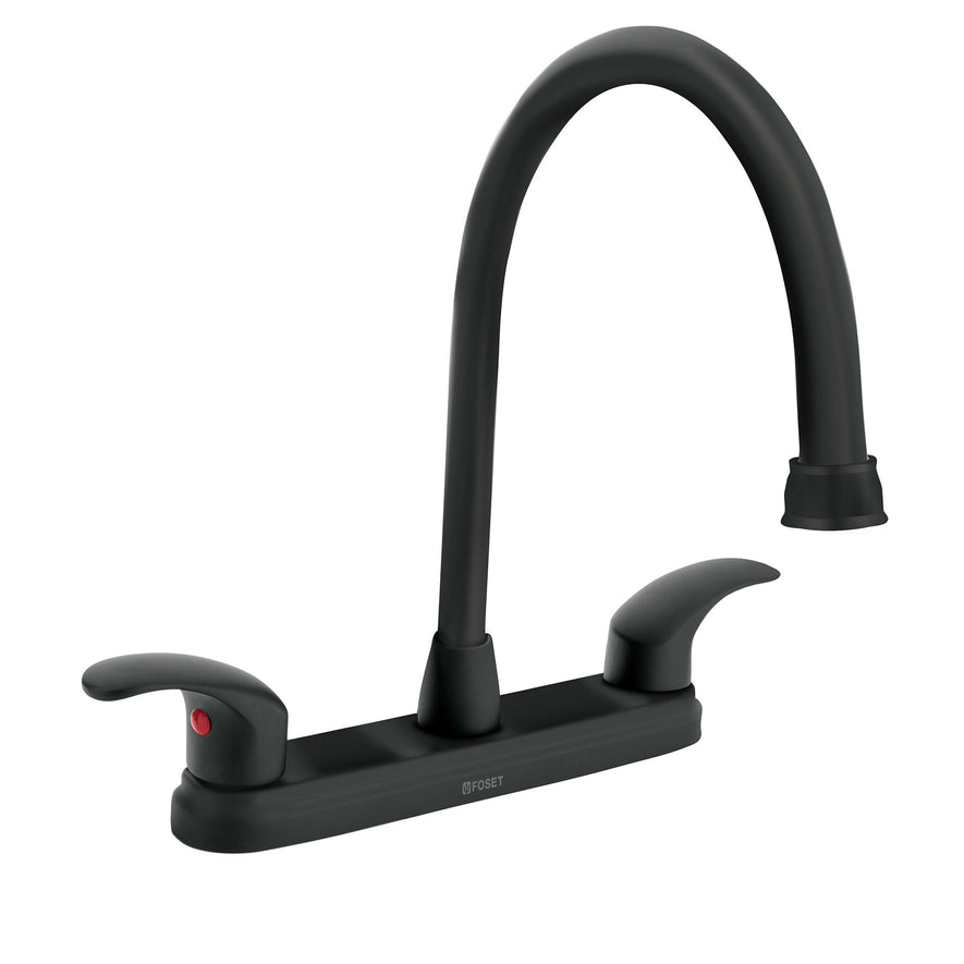 Mezcladora fregadero 8' negro, cuello largo, palanca, AQUA, 45625
