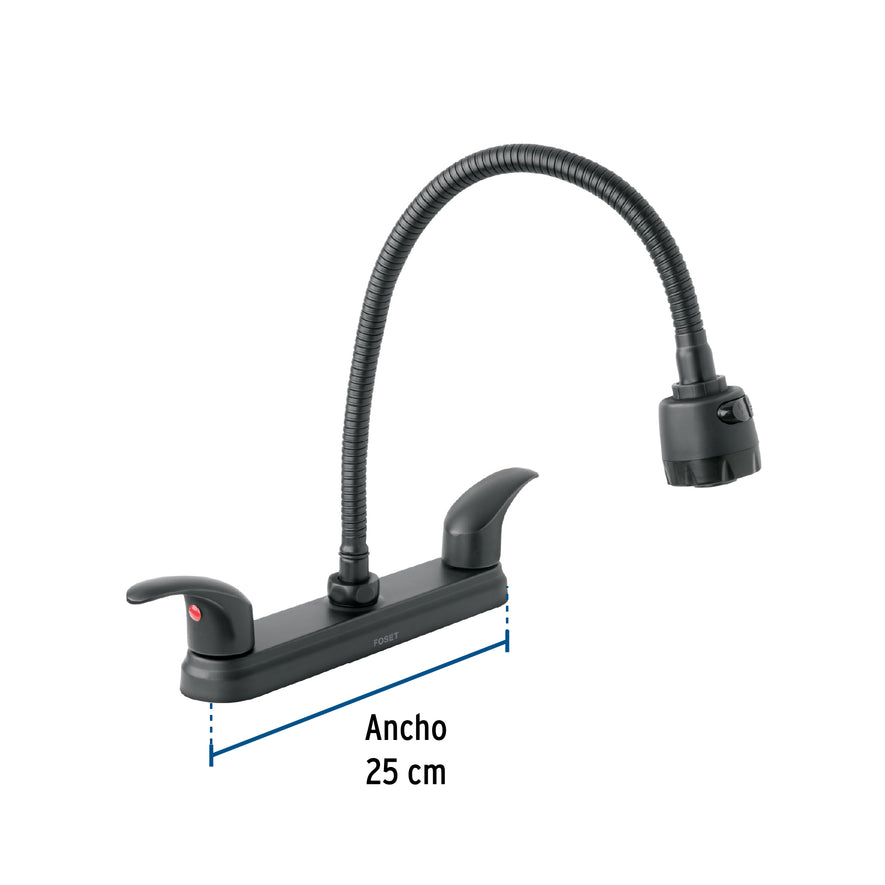 Mezcladora 8' p/fregadero, flexible, palanca, negro, Aqua, 47917