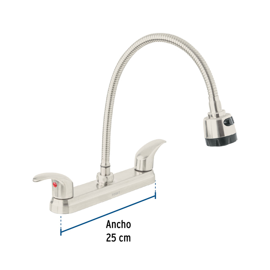Mezcladora 8' p/fregadero, flexible, palanca, satín, Aqua, 47916