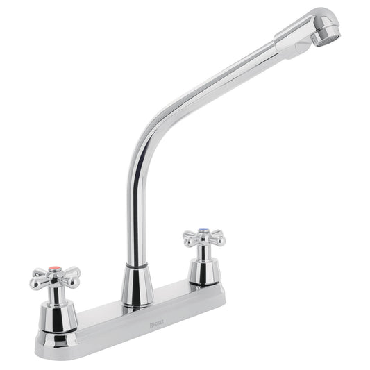 Mezcladora fregadero 8' cromo, cuello cobra, cruceta, AQUA Caja con 2, 45626