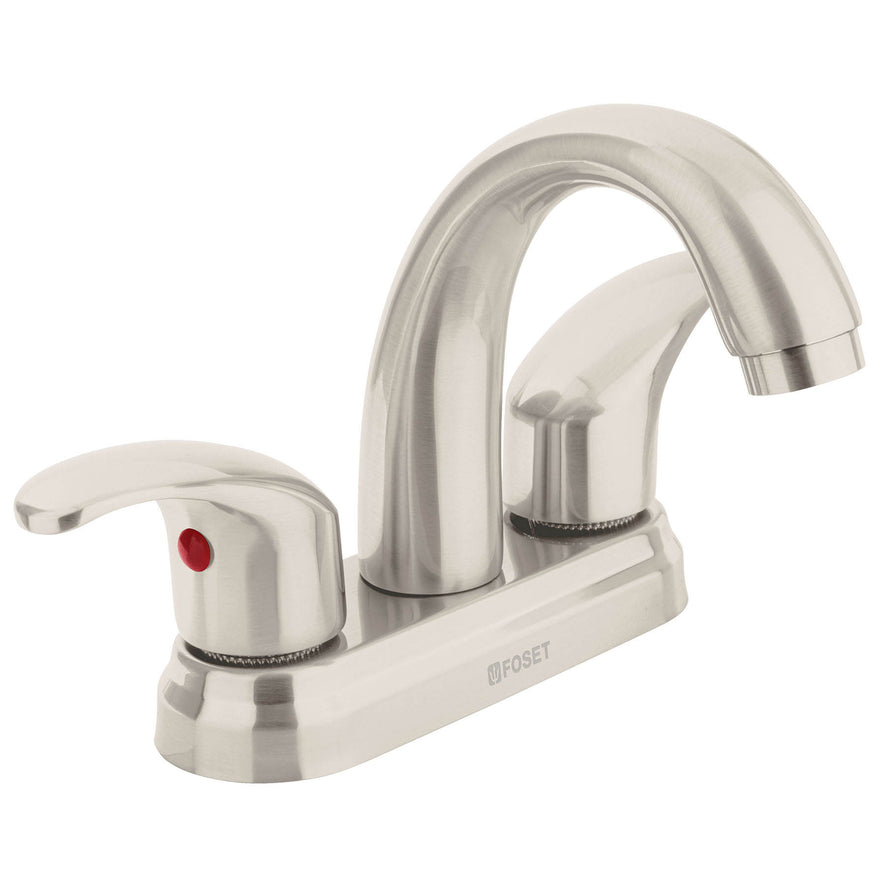 Mezcladora lavabo 4' satín, nariz curva, palanca, AQUA, 45356