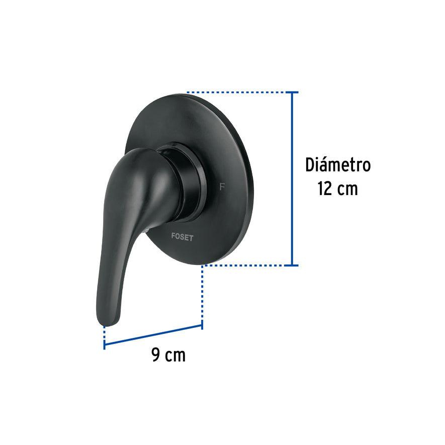 Monomando para regadera, palanca, negro, Foset Aqua, 48472